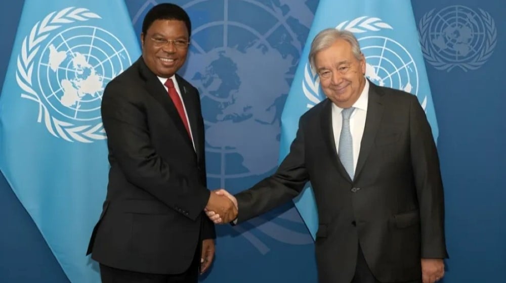  Prime Minister Kassim Majaliwa (left) with UN Secretary-General António Guterres at UN Headquarters on September 21, 2024.