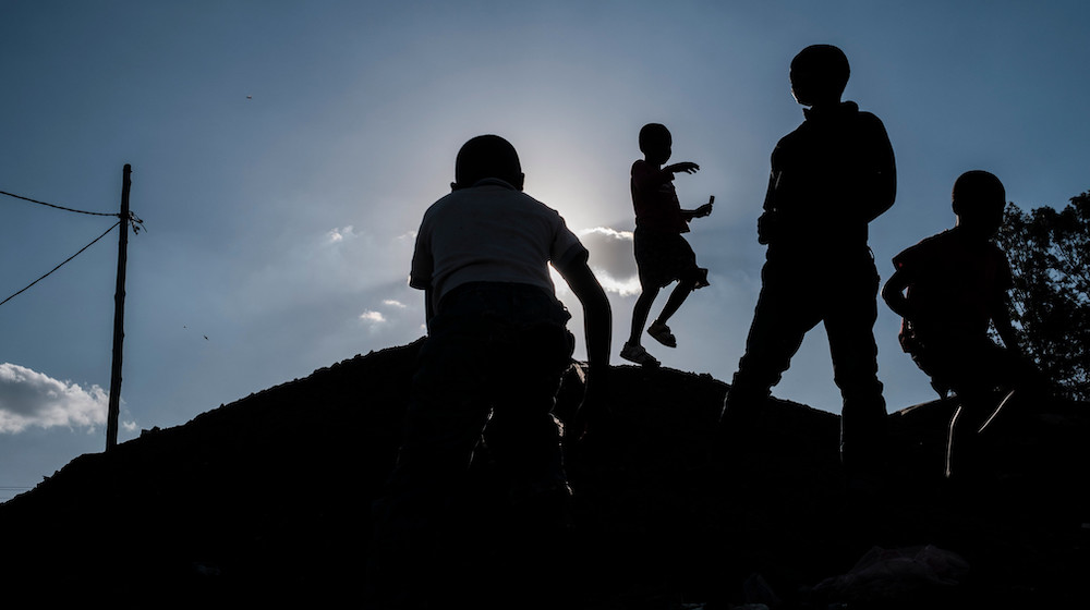 Children play in Kibera, Africa's largest informal settlement, in Kenya. 