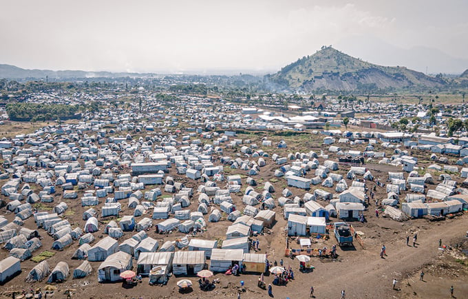 The Bulenga camp, on the outskirts of Goma, North Kivu, is home to more than 120,000 people. 