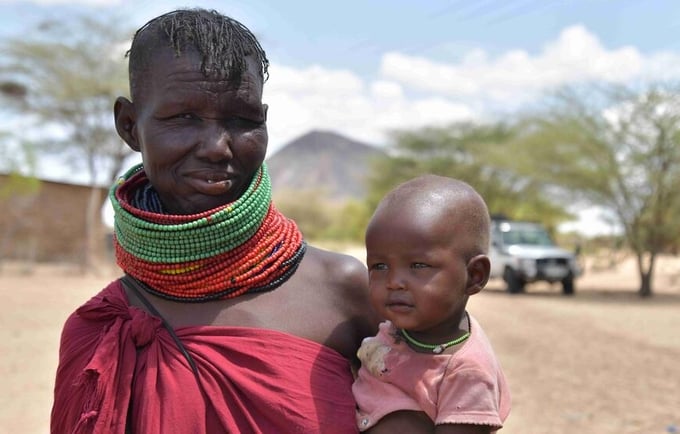 Elimlim Ingolan, 39, with her 7-month-old baby. Women have been disproportionately affected by the drought in Kenya.