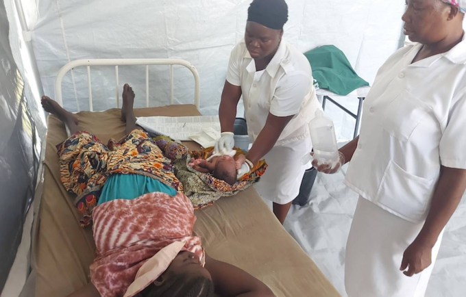 UNFPA has procured and installed tents to serve as temporary health facilities in areas where health clinics have been destroyed