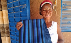 Mother-of-five Noelie Nikiema created this textile after taking a UNFPA-supported skills course. 