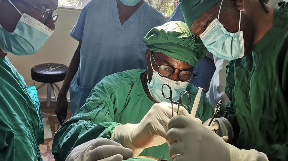 Fistula surgeon Dr. Paul Musoba conducts a procedure at the Solwezi General Hospital in North-Western Province of Zambia.