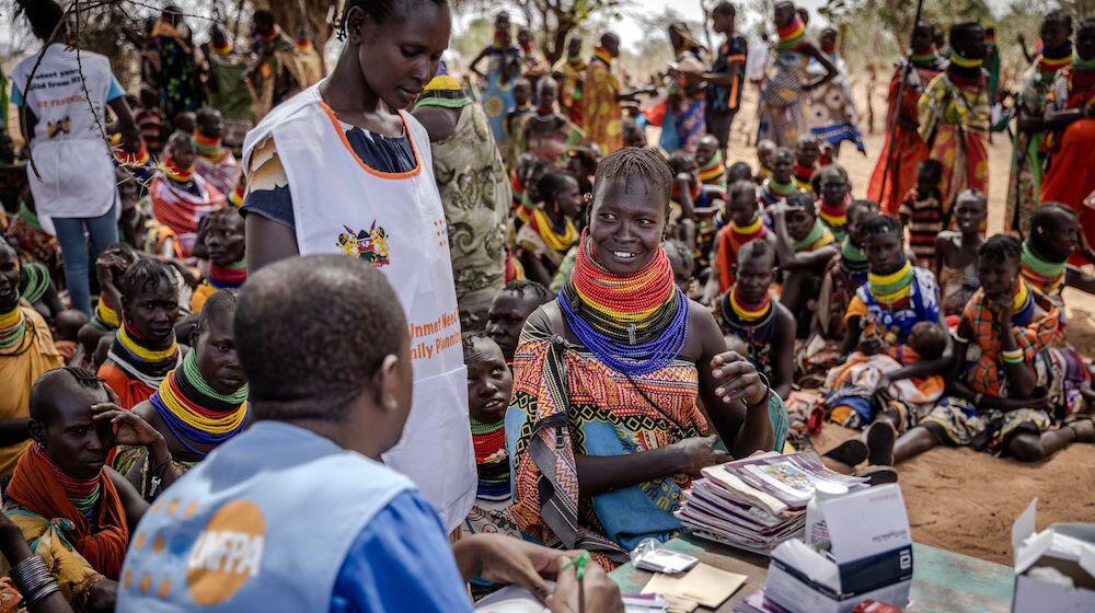 Health workers attend to pregnant and breastfeeding mothers at an outreach visit supported by UNFPA in Loima Sub-county. 