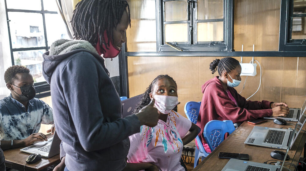 Young people undergoing training in Kibera, Kenya.