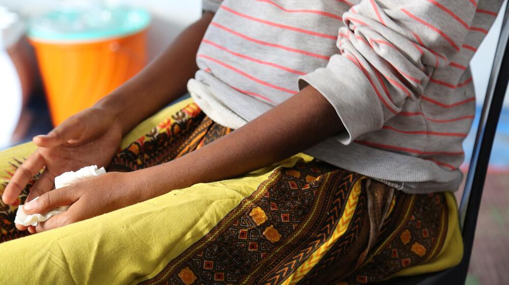 Mahlet*, a 17-year-old rape survivor from Ethiopia’s northern Tigray region, waits at a UNFPA-supported facility for women and g