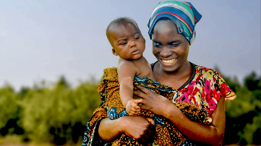 A woman with her baby.