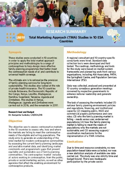 Total Marketing Approach Studies in 10 ESA Countries