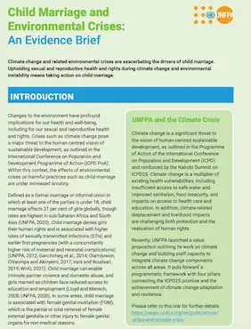 Child Marriage and Environmental Crises: An Evidence Brief