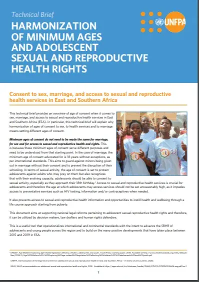 Technical Brief: Harmonization of Minimum Ages and Adolescent Sexual and Reproductive Health Rights