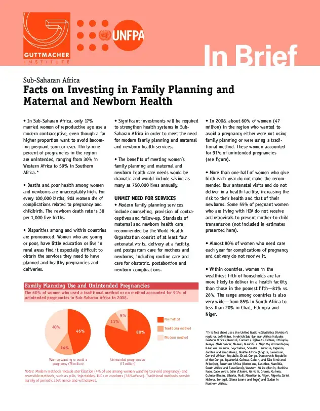 Facts on Investing in Family Planning and Maternal and Newborn Health