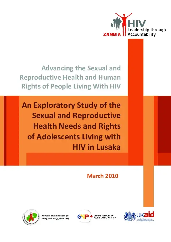 Zambia: Advancing the Sexual & Reproductive Health & Human rights of People Living with HIV