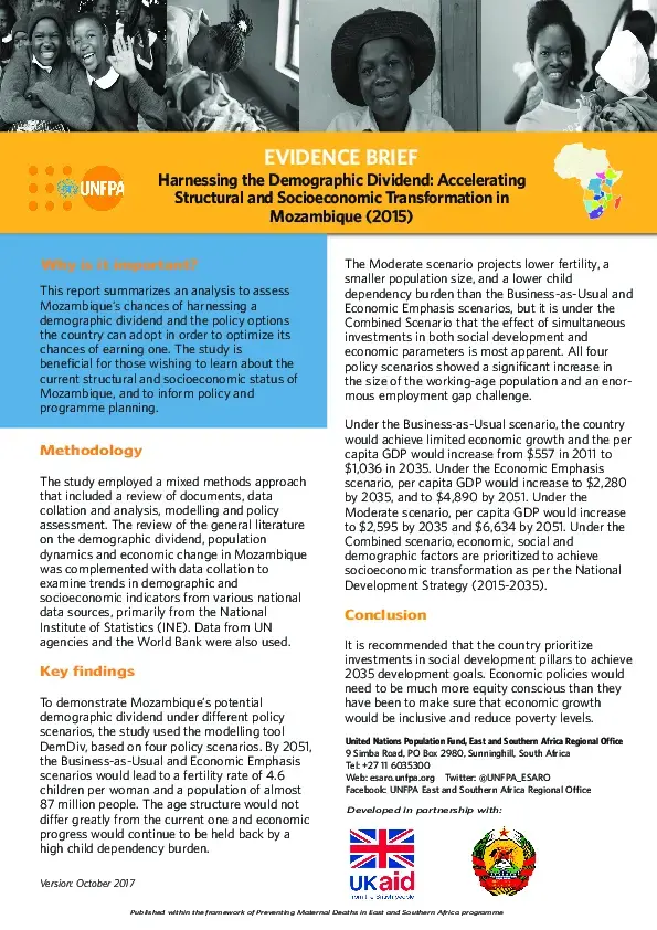 Harnessing the Demographic Dividend: Accelerating Structural and Socioeconomic Transformation in Mozambique